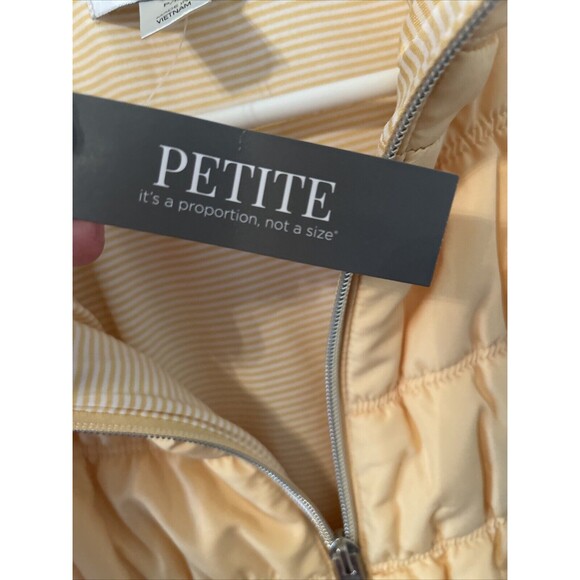 NWT Christopher & Banks Puffer Vest Zip Women PM Petite Pockets Quilted Yellow - Picture 4 of 9